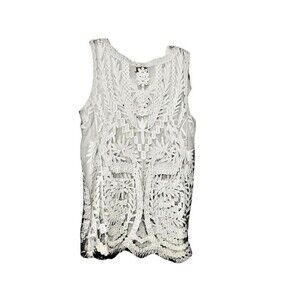 LAUNDRY Shelli Segal Women's Tank Optic White Sheer Lace Size XS